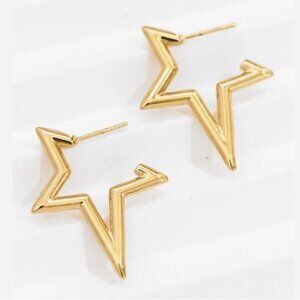 New! Urban Outfitters Gold Star Hoop Earrings NWOT